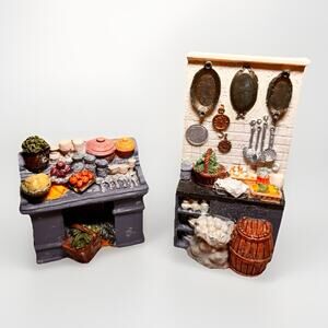 Miniature Kitchen Counter & Pantry Set Dollhouse Fairy Garden Resin Decor